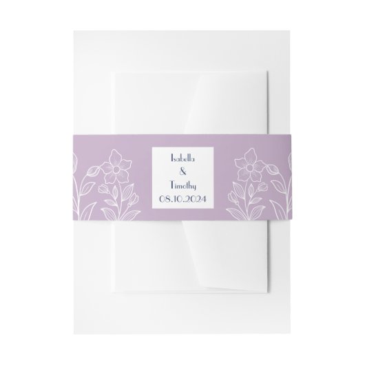 Paarse lavender Simple Elegant Modern Wedding Uitnodigingen Wikkel (Voorkant Voorbeeld)