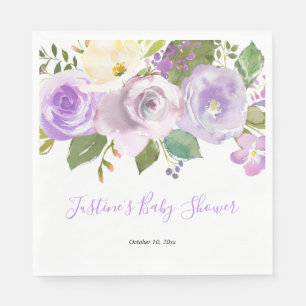 Paarse lavender spring floral baby shower servet