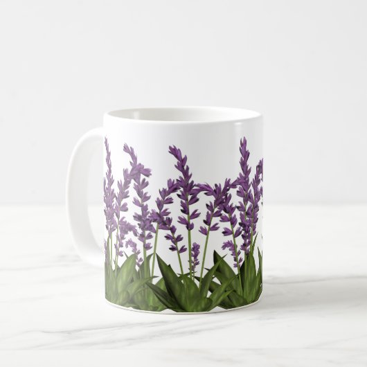 Paarse lavender Spring Flowers Coffee Mok (Voorkant links)