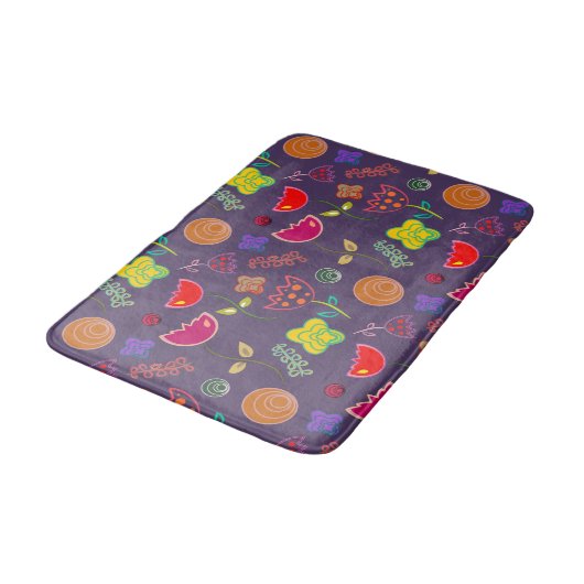 Paarse lavender stijlvol abstract florenvlees Bath Badmat (Gekanteld)