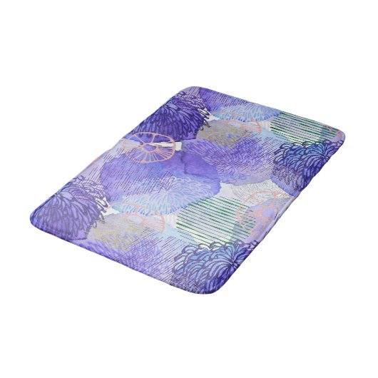 Paarse lavender stijlvol abstract kunstwerk Bath M Badmat (Gekanteld)