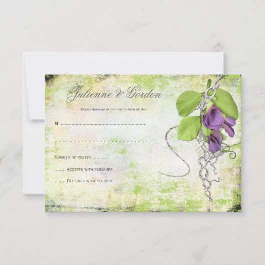 Paarse lavender Sweet Peas RSVP (Voorkant)