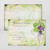 Paarse lavender Sweet Peas RSVP Kaartje (Voorkant / Achterkant)