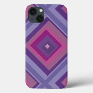 paarse lavender velden diamantpatroon kunst iPhone 13 hoesje