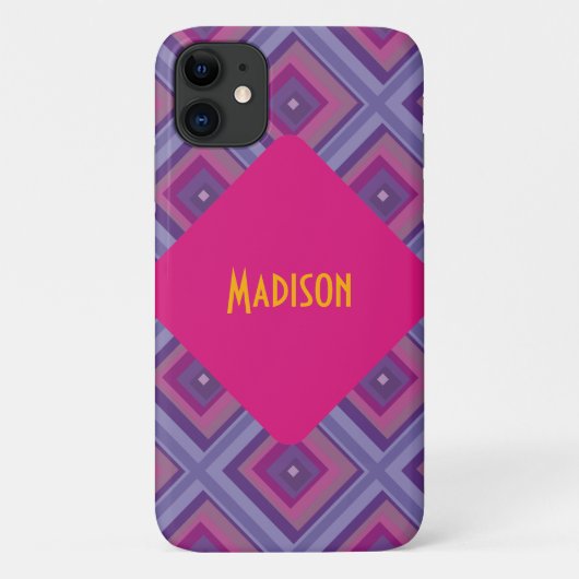 paarse lavender velden diamantpatroon kunst Case-Mate iPhone case (Achterkant)