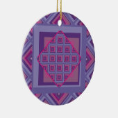Paarse lavender velden diamantpatroon kunst keramisch ornament (Rechts)