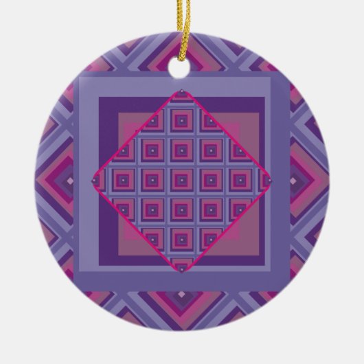 Paarse lavender velden diamantpatroon kunst keramisch ornament (Voorkant)