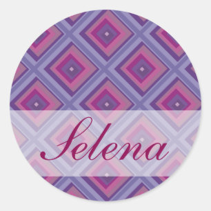 paarse lavender velden diamantpatroon kunst ronde sticker