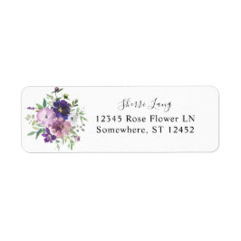 Paarse lavender & Violet Floral Return-adres Etiket