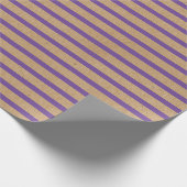 Paarse lavender Violet Lines Faux Rustic Kraft Cadeaupapier (Hoek)