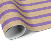 Paarse lavender Violet Lines Faux Rustic Kraft Cadeaupapier (Rol Hoek)