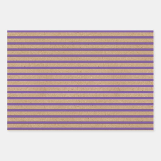 Paarse lavender Violet Lines Faux Rustic Kraft Inpakpapier Vel (Voorkant)