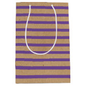 Paarse lavender Violet Lines Faux Rustic Kraft Medium Cadeauzakje (Voorkant)