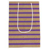 Paarse lavender Violet Lines Faux Rustic Kraft Medium Cadeauzakje (Achterkant)