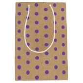 Paarse lavender Violet Stippen Faux Rustic Kraft Medium Cadeauzakje (Voorkant)