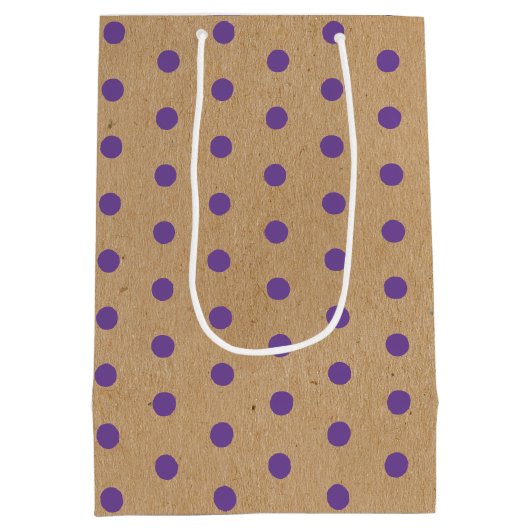 Paarse lavender Violet Stippen Faux Rustic Kraft Medium Cadeauzakje (Achterkant)