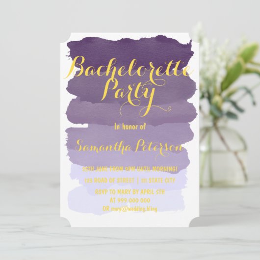 Paarse lavender waterverf bachelorette kaart (Staand voorkant)