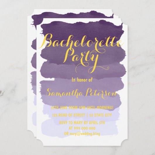 Paarse lavender waterverf bachelorette kaart (Voorkant / Achterkant)