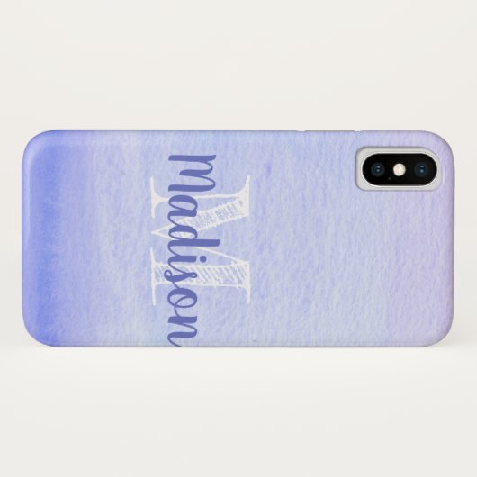 Paarse Lavender Waterverf Cute Initiaal Naam Case-Mate iPhone Case (Achterkant (horizontaal))