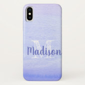 Paarse Lavender Waterverf Cute Initiaal Naam Case-Mate iPhone Case (Achterkant)