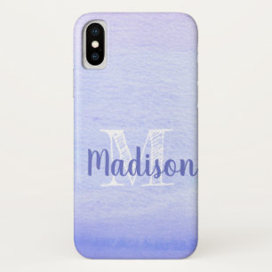 Paarse Lavender Waterverf Cute Initiaal Naam Case-Mate iPhone Case