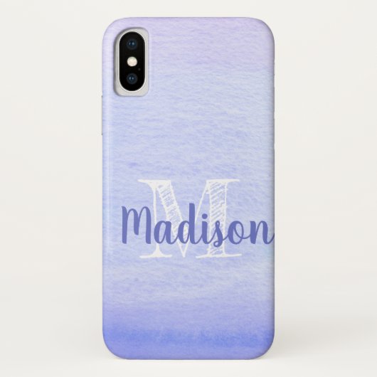 Paarse Lavender Waterverf Cute Initiaal Naam Case-Mate iPhone Case (Achterkant)