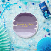 Paarse lavender waterverf ombre strees bruiloft papieren bordje (Feest)