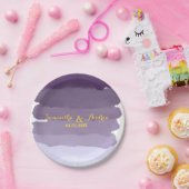 Paarse lavender waterverf ombre strees bruiloft papieren bordje (Feest)