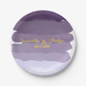 Paarse lavender waterverf ombre strees bruiloft papieren bordje (Voorkant)