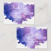 Paarse lavender Waterverven Bedankt voor je kortin Kortingskaartje (Voorkant / Achterkant)