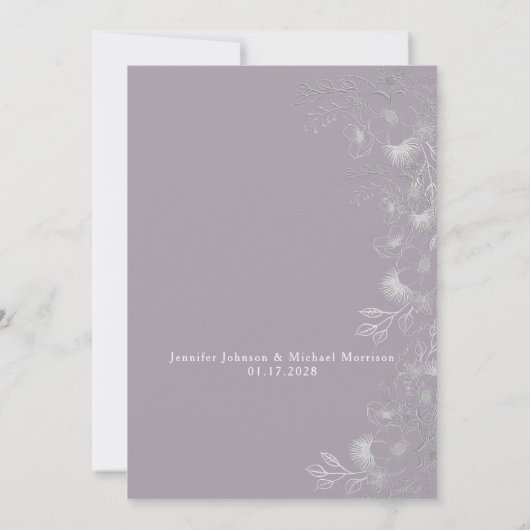 Paarse lavender Wedding Kaart (Achterkant)