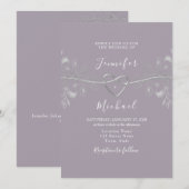 Paarse lavender Wedding Kaart (Voorkant / Achterkant)