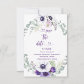 Paarse lavender White Floral Foto Save the Date (Voorkant)