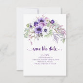 Paarse lavender White Floral Foto Save the Date (Voorkant)
