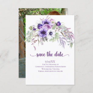 Paarse lavender White Floral Foto Save the Date