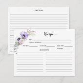 Paarse lavender White Waterverf Floral Recipe (Voorkant / Achterkant)