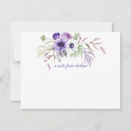 Paarse lavender White Waterverf Flowers Greenery Notitiekaartje