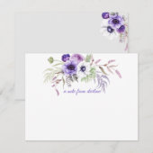 Paarse lavender White Waterverf Flowers Greenery Notitiekaartje (Voorkant / Achterkant)