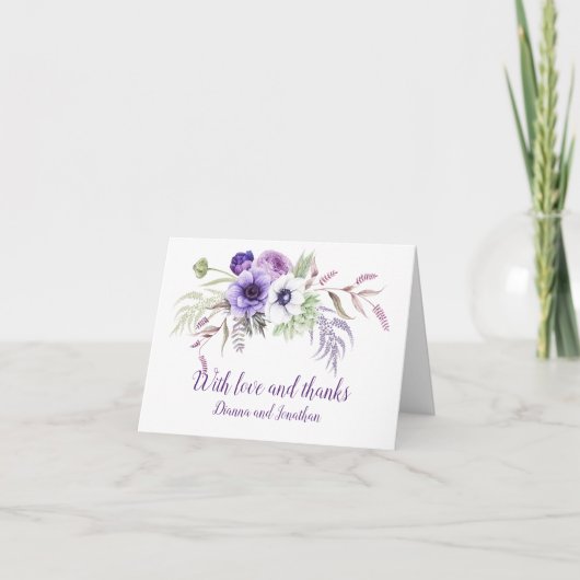 Paarse lavender White Weddenschap Hartelijk dank Feestdagen Kaart (Voorkant)