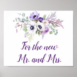Paarse lavender White Wedding Cards & Gifts Sign Poster