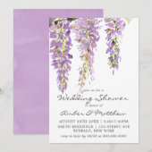 Paarse lavender Wisteria Wedding Shower nodigt hen (Voorkant / Achterkant)