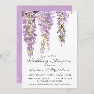 Paarse lavender Wisteria Wedding Shower nodigt hen