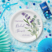 Paarse lavenderbloemen Eucalyptusolie Papieren Bordje (Feest)