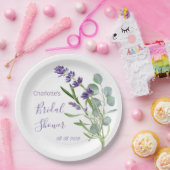 Paarse lavenderbloemen Eucalyptusolie Papieren Bordje (Feest)