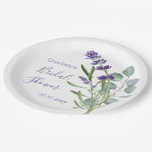 Paarse lavenderbloemen Eucalyptusolie Papieren Bordje (Gekanteld)