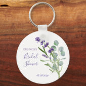 Paarse lavenderbloemen Eucalyptusolie Sleutelhanger (Voorkant)
