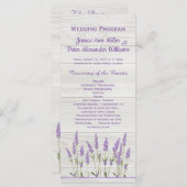 Paarse lavenderbloemen op het houtwacht programmakaart (Voorkant / Achterkant)