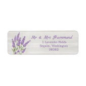 Paarse lavenderbloemen op hout etiket (Voorkant)