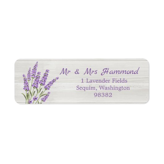 Paarse lavenderbloemen op hout etiket (Voorkant)