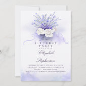 Paarse Lavenders Elegant Bloemen Verjaardagsfeest Kaart (Voorkant)